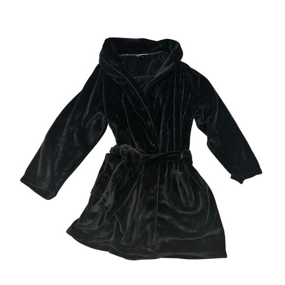 Victoria's Secret Fleece Bath Robe Women's Size XL/XXL Black Embroidered Logo - Picture 1 of 7